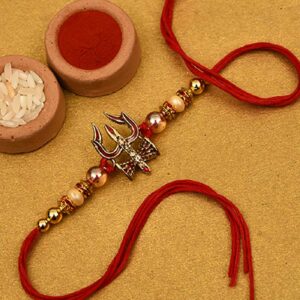 Trishul Damru Pearls & Beads Rakhi -12 pcs Pack