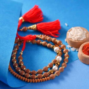 Stylish Rudraksh Pearls, Crysals & Beads Rakhi -12 Pcs Pack