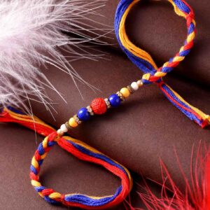 Multicolored Single Bead Knots Rakhi -12 Pcs Pack