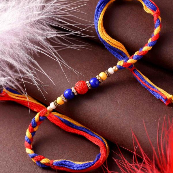 Multicolored Single Bead Knots Rakhi -12 Pcs Pack