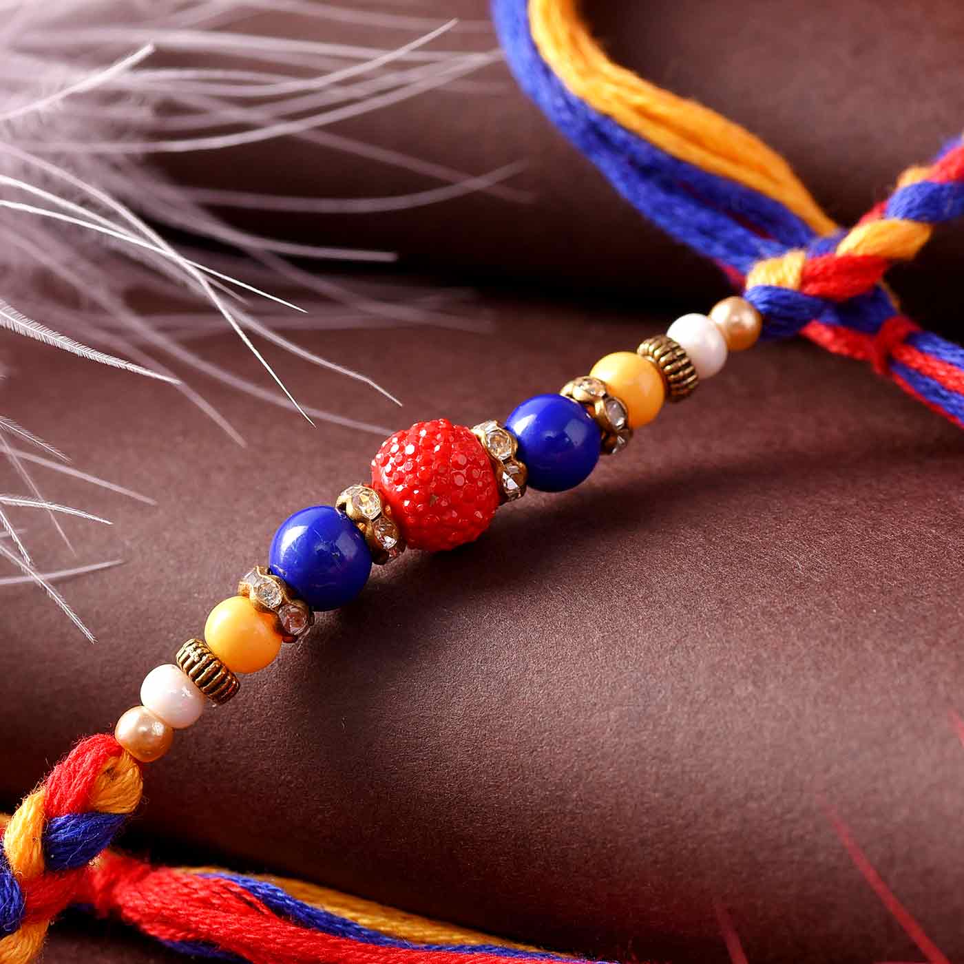 Multicolored Single Bead Knots Rakhi -12 Pcs Pack