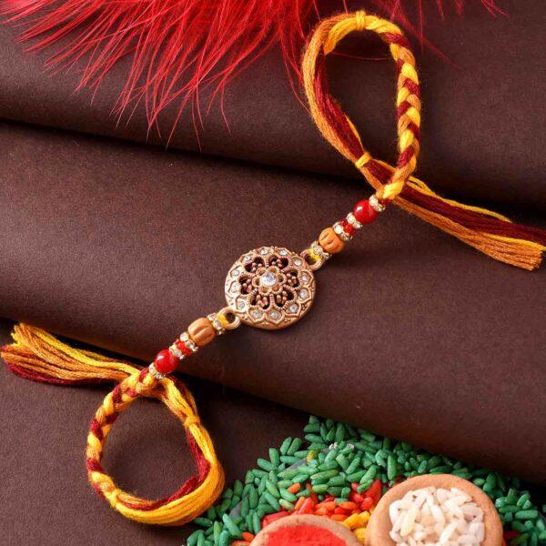 Pretty Traditional Stones Dial Rakhi -12 Pcs Pack