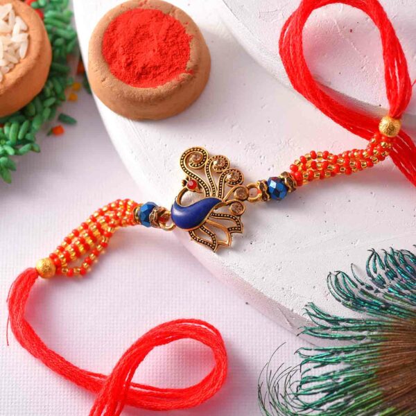 Designer Beads & Stones Peacock Rakhi - 12 Pcs Pack