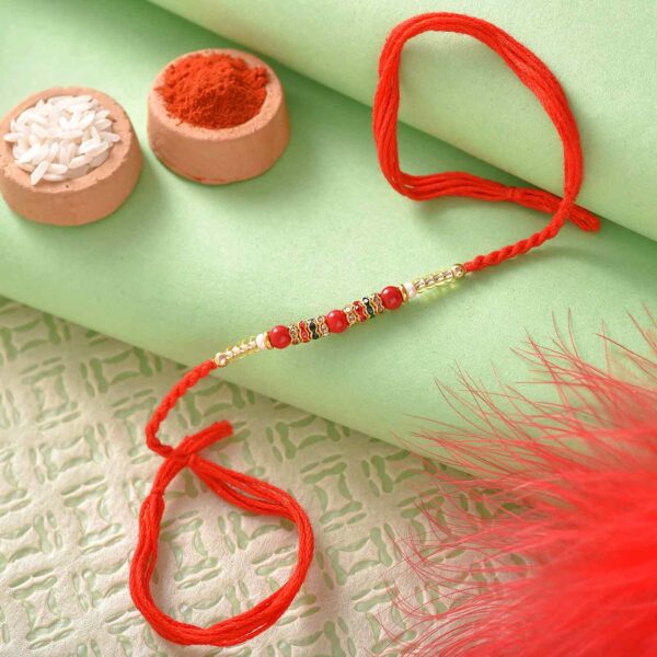 Beautiful Red Pearl N Beads Work Rakhi - 12 Pcs Pack