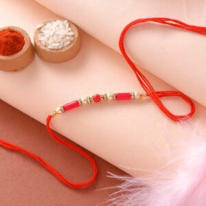 Pretty Red Beads & Pearls Rakhi - 12 Pcs Pack