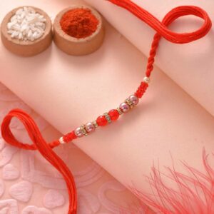 Stunning Red & Golden Beads Rakhi - 12Pcs Pack