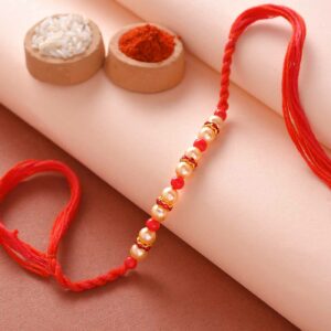 Gorgeous Pearls & Red Beads Rakhi - 12 Pcs Pack