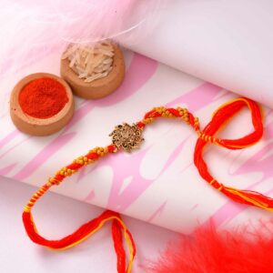 Elegant Wooden Beads & Stone Rakhi With Mauli Dori - 12 Pcs Pack