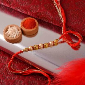 Gorgeous Pearls N Golden Beads Rakhi- 12 Pcs Pack