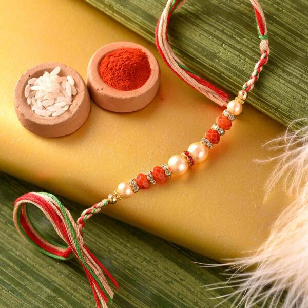 Attractive Pearls N Beads Rakhi With Resham Thread - 12 Pcs Pack