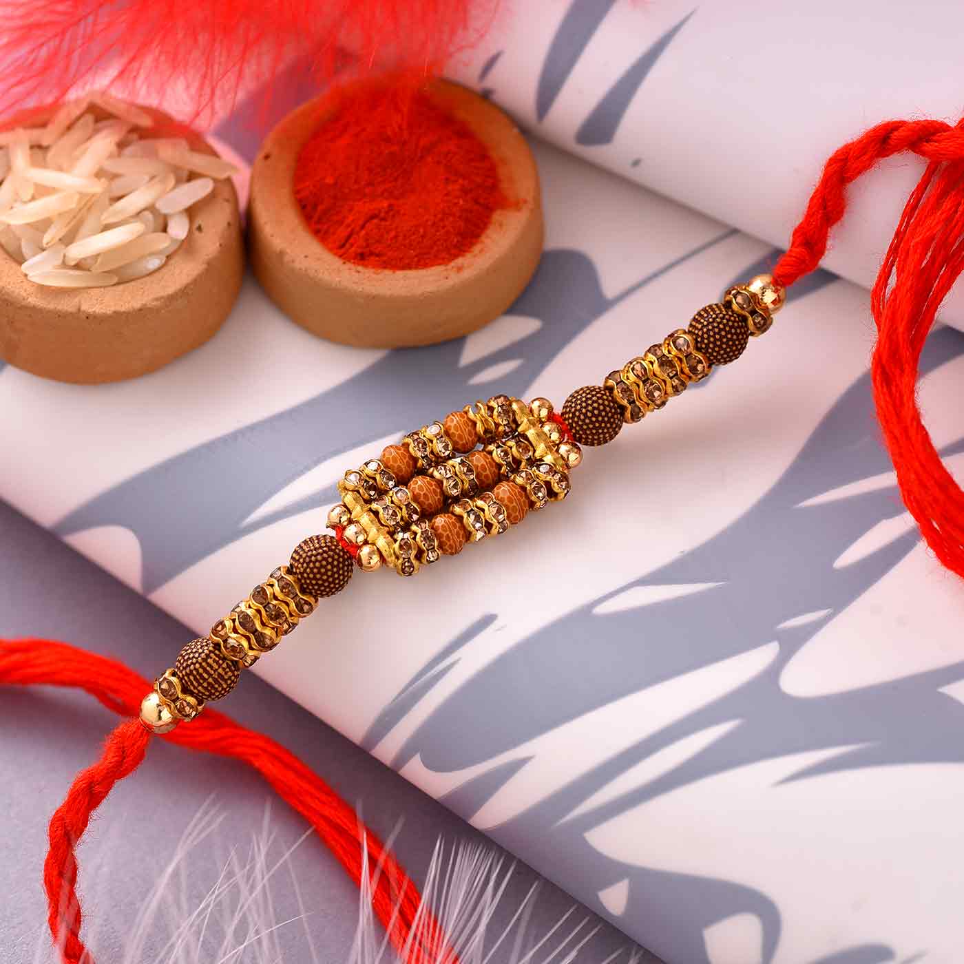 Fancy Multi strands Beads N Stone Work Rakhi- 12 Pcs pack