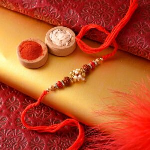 Elegant Rudraksh & Pearls Rakhi - 12 Pcs Pack
