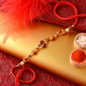 Rudraksha & Golden Beads Traditional Rakhi Thread -12 Pcs Pack