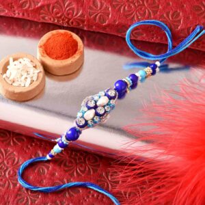 Beautiful Blue Beads N Pearl Work Rakhi- 12 Pcs Pack