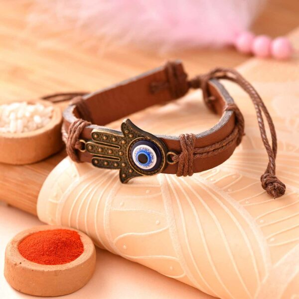 Smart Leather Strap Evil Eye Rakhi-12 Pcs Pack