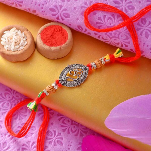 Divine Om Beads Rakhi With Antique Finish- 12 Pcs Pack