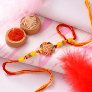 Traditional Om & Colorful Beads Rakhi - 12 Pcs Pack