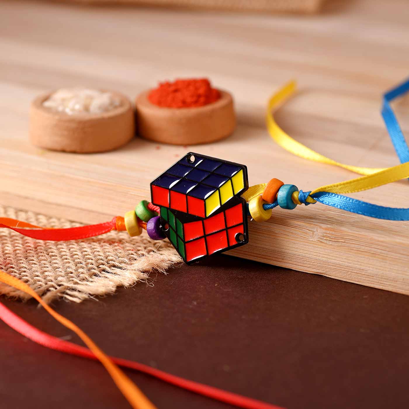 Playful Kid's Rubik's Cube Rakhi - 12 Pcs Pack