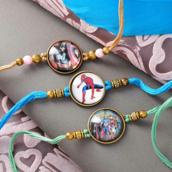 Kids Superhero Rakhis Set Of 3 - 12 Pcs Pack