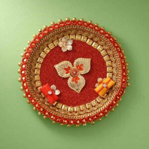 Dazzling Floral Pattern Rakhi puja Thali 5 Inches - 12 Pcs pack