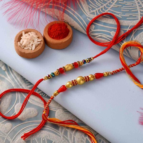 Incredible Beaded Set of 2 Rakhis - 12 Pcs Pack