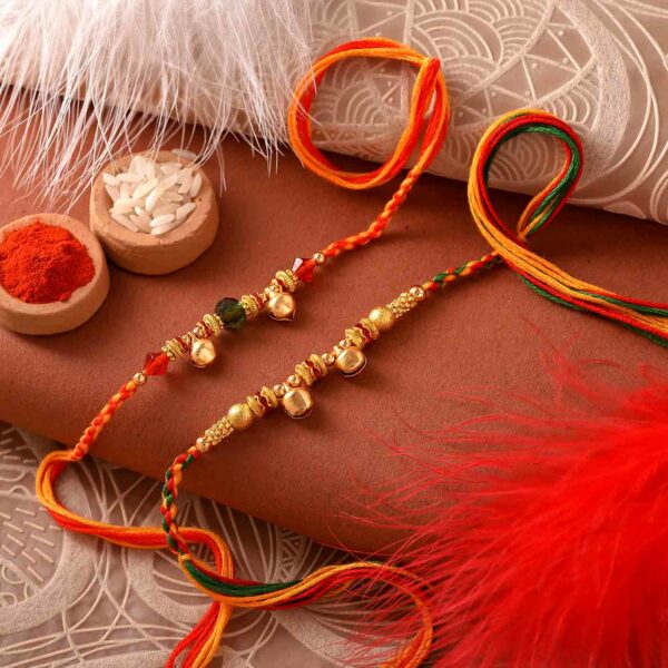 Twinkling Ghungroos & beads rakhis set of 2 - 12 Pcs Pack