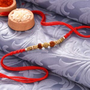 Traditional Rudraksh & Antique Bead Rakhi - 12 Pcs Pack