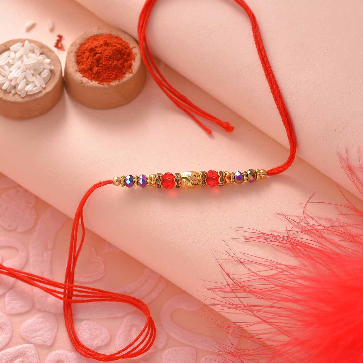 Stunning Crystal & Golden Beads Rakhi -12 Pcs Pack