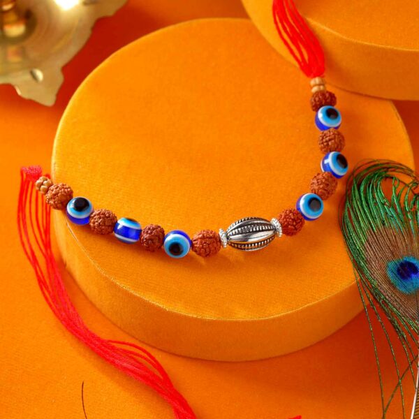 Rudraksh With Evil Eye Rakhi - 12 Pcs Pack