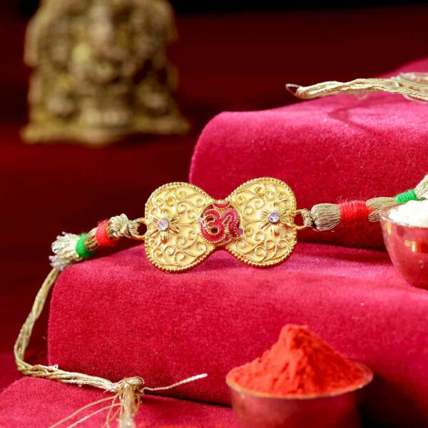 Divine Om Resham Dori & Golden Finish Rakhi -12 Pcs Pack