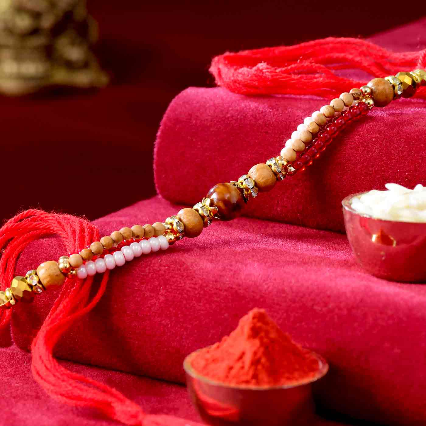 Multi strands Pearl & Beads Rakhi - 12 Pcs Pack