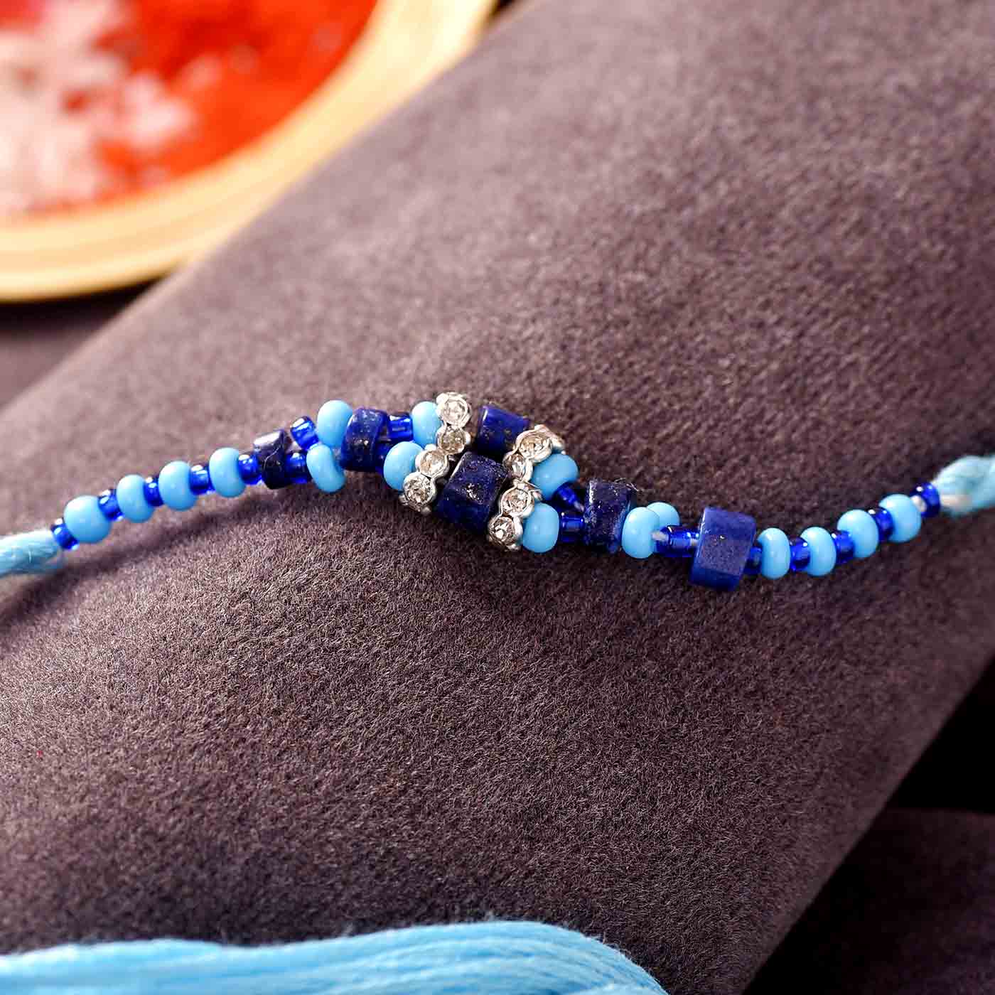 Semi Precious Protection Stone Lapiz Lazuli Rakhi - 12 Pcs Pack