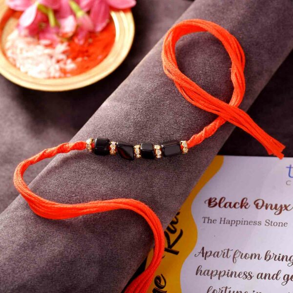 Happiness Stone Black Onyx Rakhi - 12 Pcs Pack