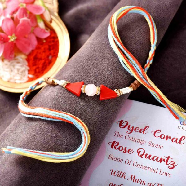 Courage & Love Stone Coral & Rose Quartz Rakhi - 12 Pcs Pack