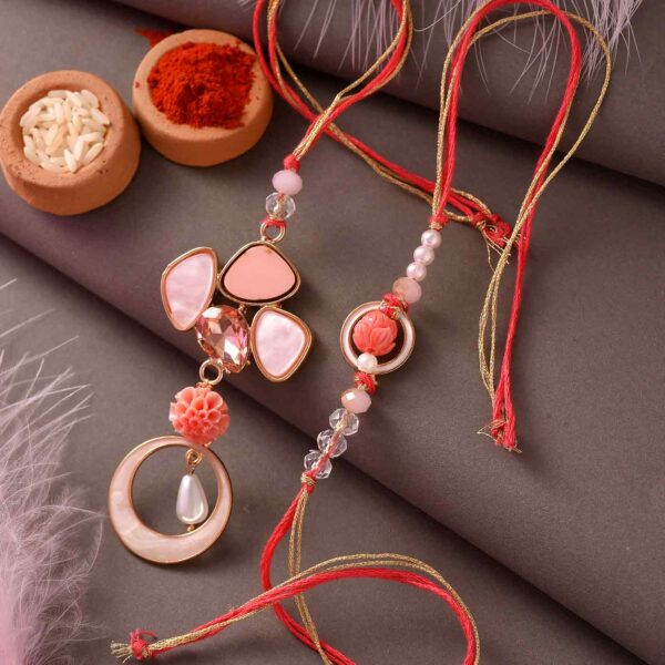 Stones & Crystal Bhayia Bhabhi Rakhi Set - 12 Pcs Pack