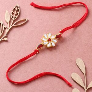 Red And Gold Kundan Rakhi- 12 Pcs Pack