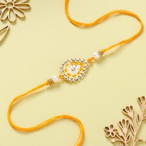 Handpainted Yellow Kundan Rakhi - 12 Pcs Pack