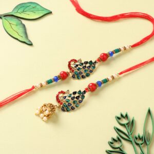 Royal Peacock Couple Rakhi - 12 Pcs Pack