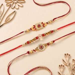 Antique Stone Rakhi Set Of Three - 12 Pcs Pack