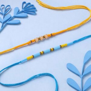 Intricate Beads Rakhi Set Of Two - 12 Pcs Pack