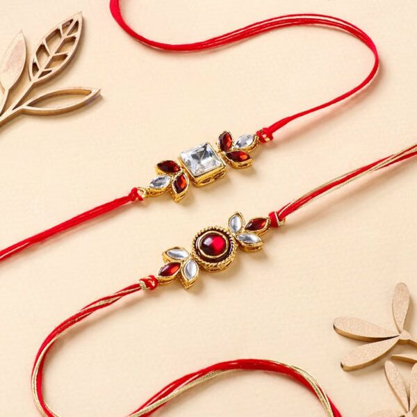 Kundan N Stone Rakhi Duo - 12 Pcs Pack