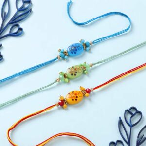 Colorful Inlay Beads Rakhi Trio - 12 pcs pack