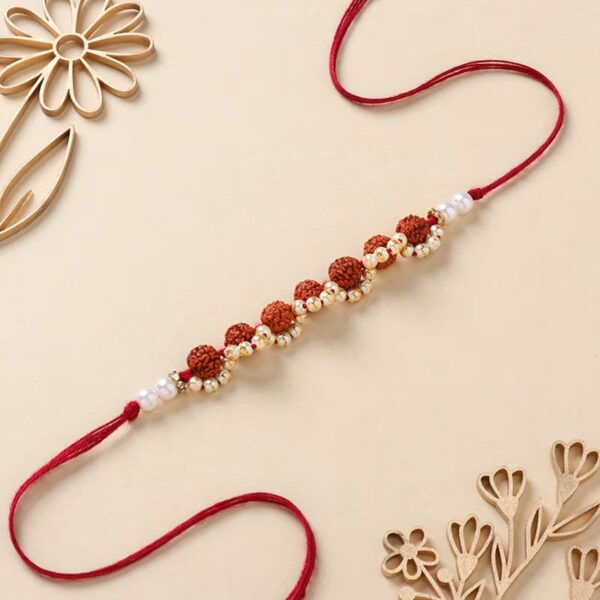 Rudraksh N Pearl Entwined Rakhi - 12 Pcs Pack