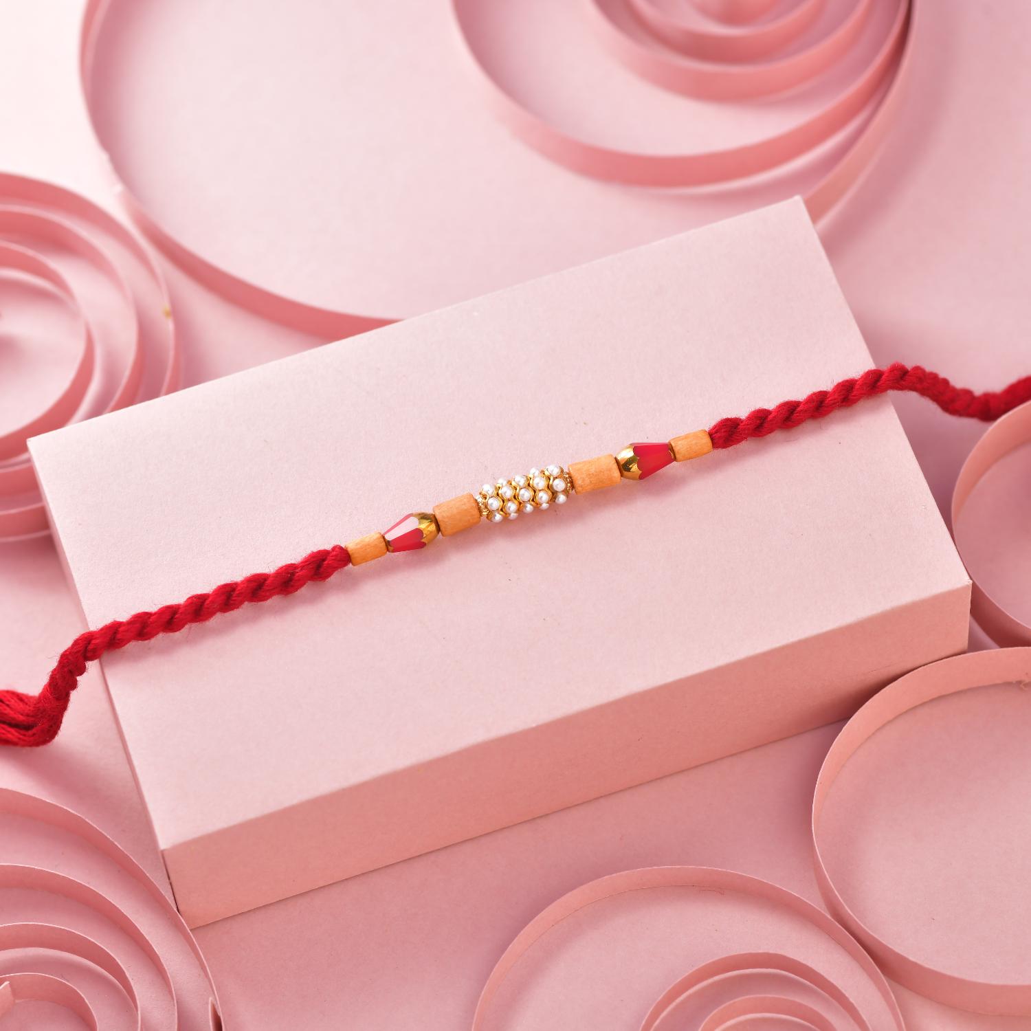 Red Beaded Designer Rakhi 12 pcs pack